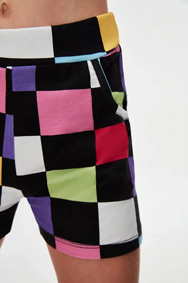Детские шорты для девочек с принтом Op art checkers Lovetti, Patterned — фото 3