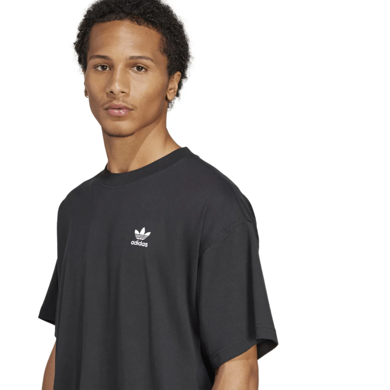 Мужская футболка Oversized Trefoil Essentials Adidas, черный/белый — фото 3