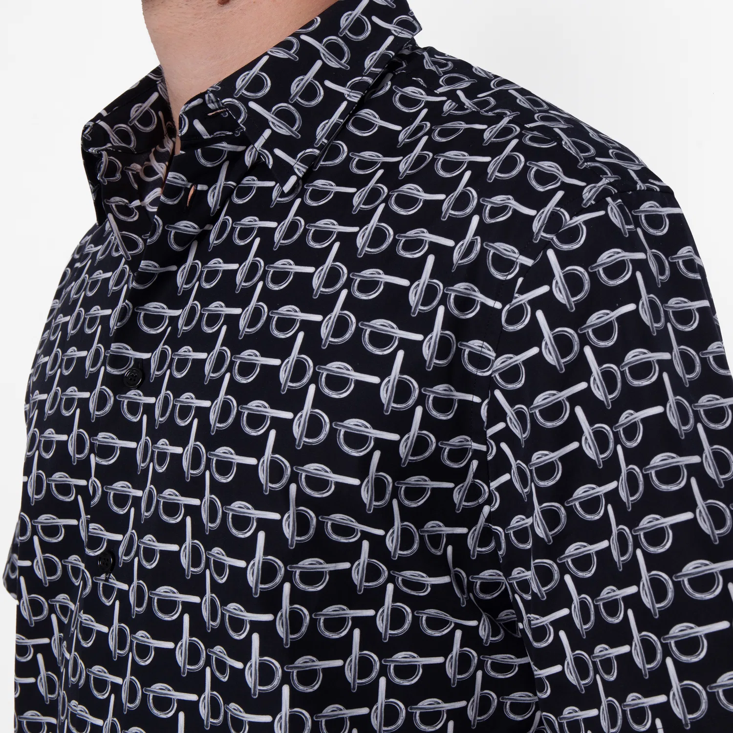 Рубашка с принтом Monogram B Burberry, Silver/Black — фото 3
