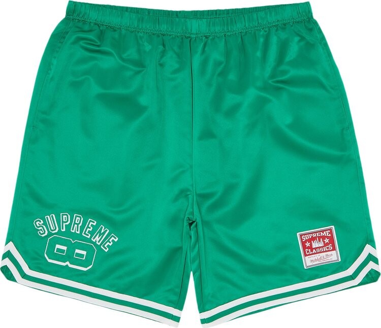

Шорты Supreme x Mitchell & Ness Satin Basketball Short 'Green', зеленый