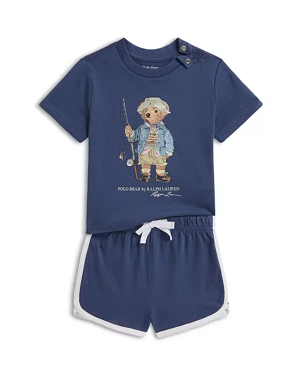 Детский комплект для мальчиков из хлопкового джерси Polo Bear Ralph Lauren, Old Royal
