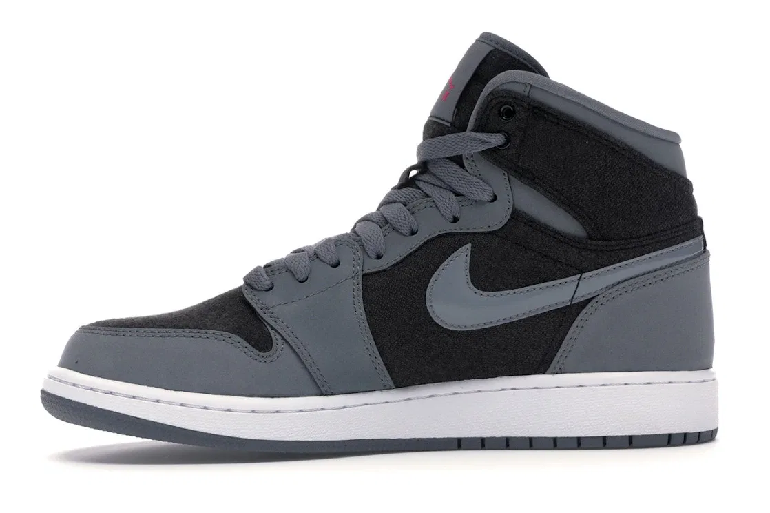Детские кроссовки высокие Cool Grey Vivid Pink Jordan 1 Retro High Jordan, Cool Grey/Vivid Pink-Black — фото 3