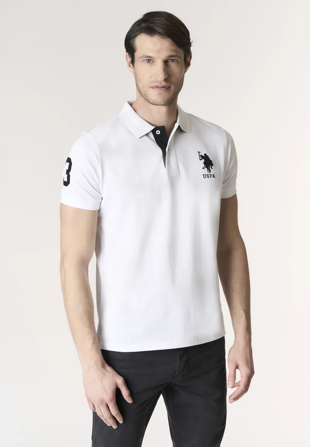Рубашка поло с логотипом, макси-рикамато и номер - рубашка поло U.S. Polo Assn., Bianco