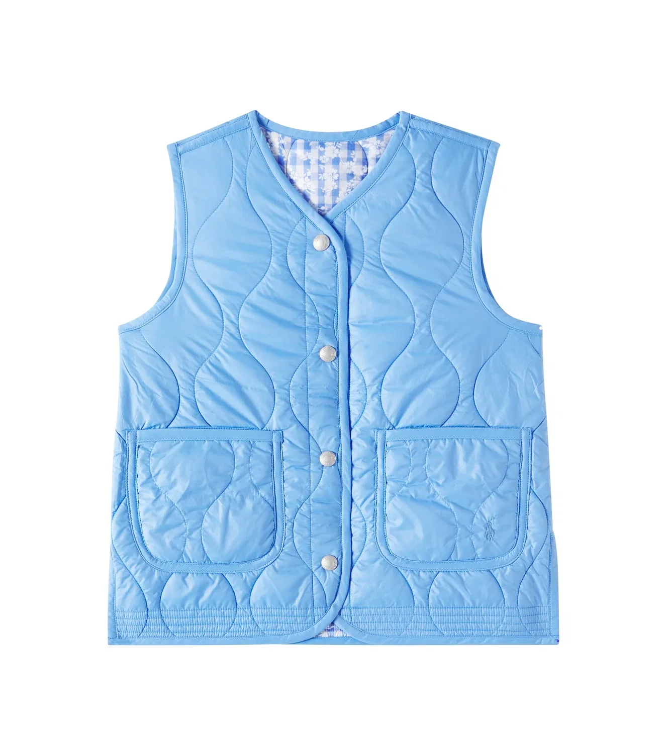 Легкая куртка двусторонняя в клетку Polo Ralph Lauren Kids, синий — фото 4