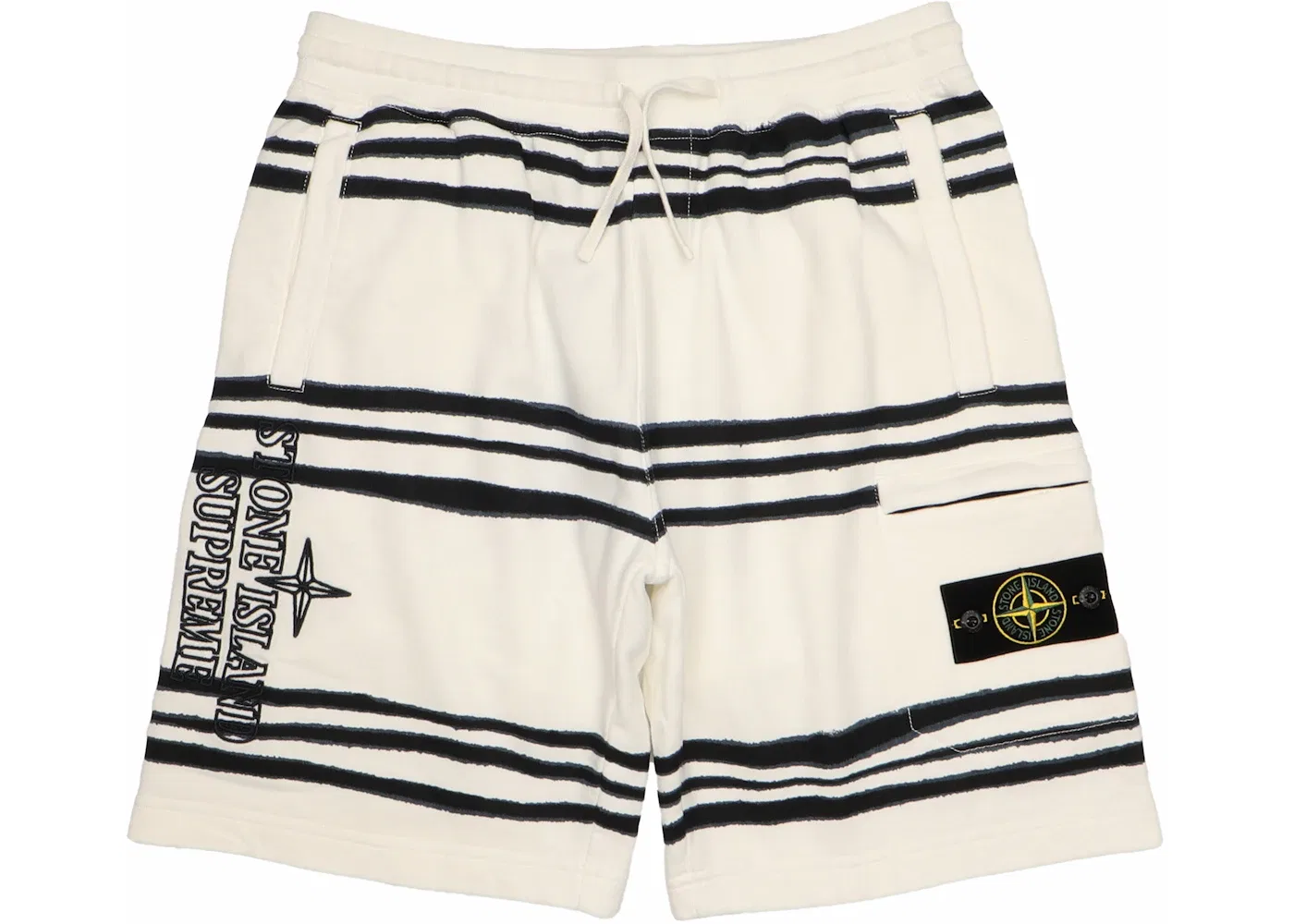 Мужские шорты с принтом Supreme Stone Island Warp Stripe Sweatshort, White