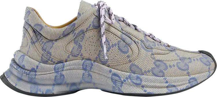 Кроссовки Gucci Wmns Run Sneaker Beige Blue Monogram, бежевый