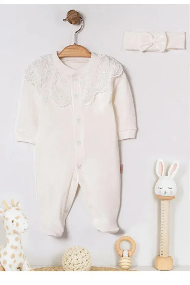 Детский комплект боди-комбинезонов с цветочным принтом Bamoola, White Lace