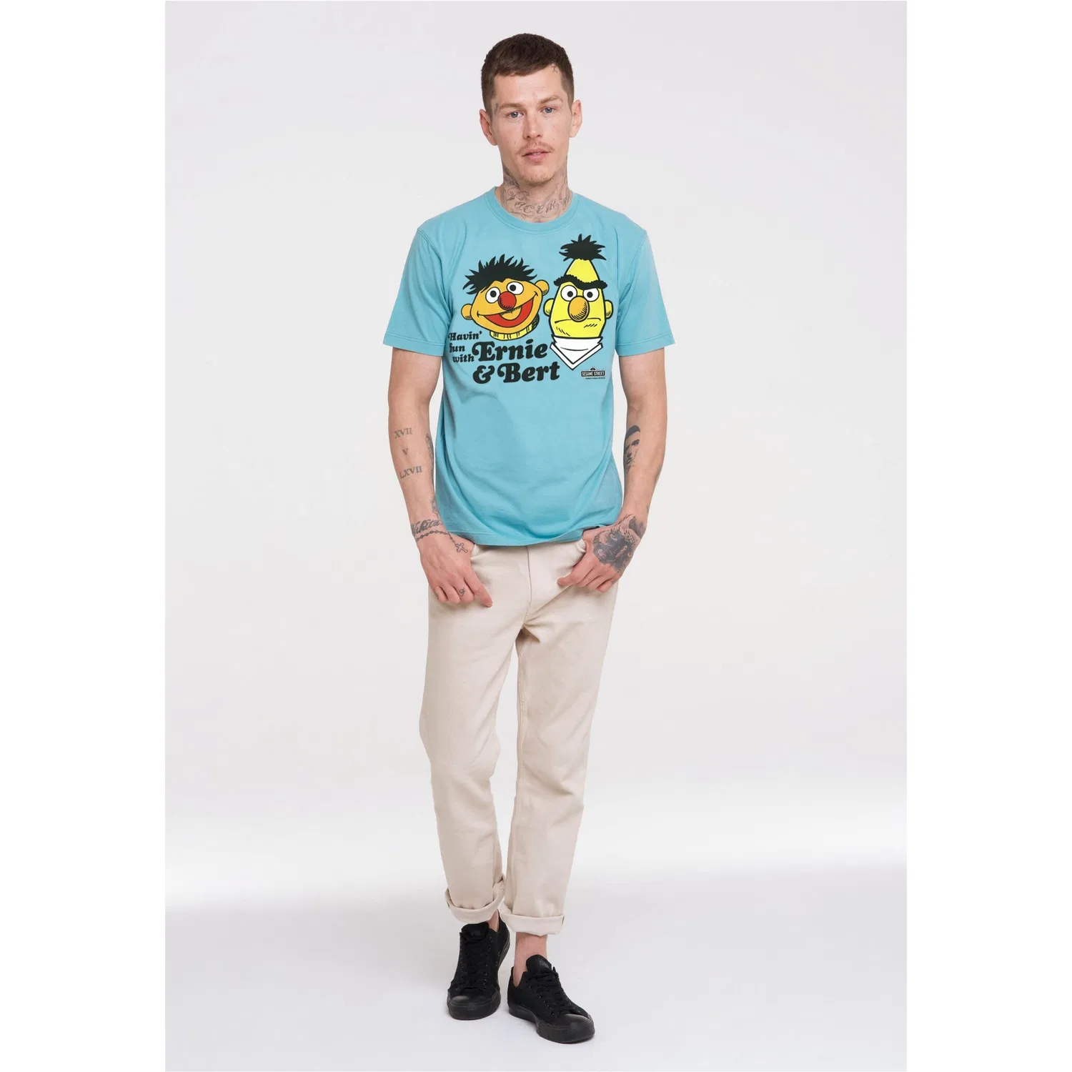 Детская футболка с принтом Ernie & Bert LOGOSHIRT, Light Blue — фото 2