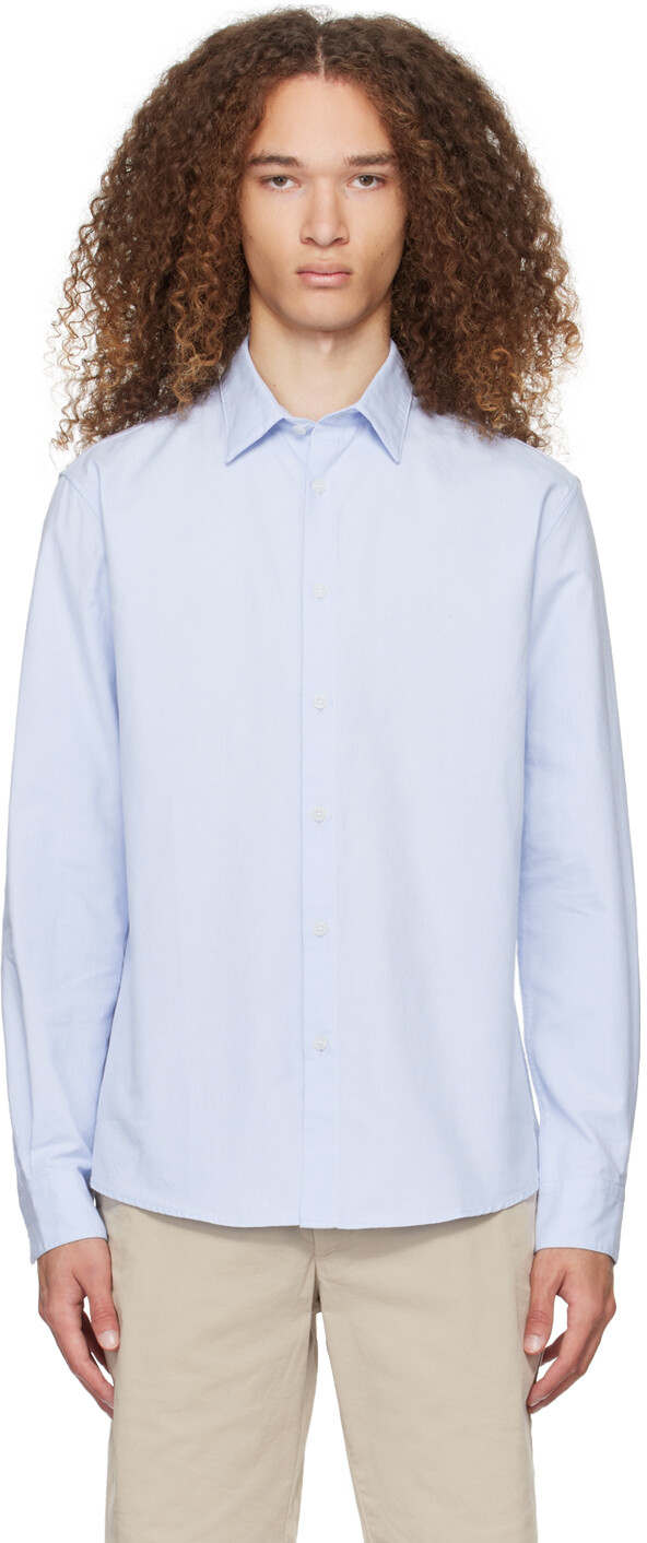 

Синяя рубашка на пуговицах Sunspel, цвет Light blue oxford