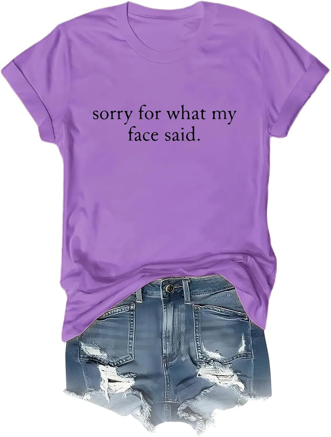 Женская футболка с принтом Sorry for What My Face Said, Purple