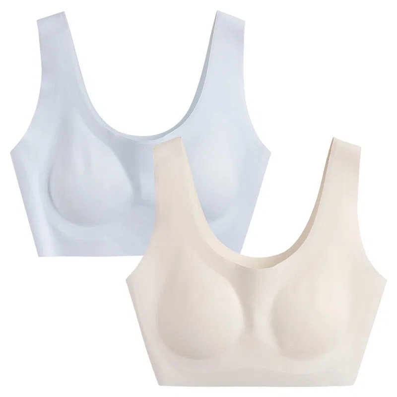 Детское бесшовное бра для девочек с мягкой поддержкой 2-Pack Red bean, 2-pack (off-white + light blue)