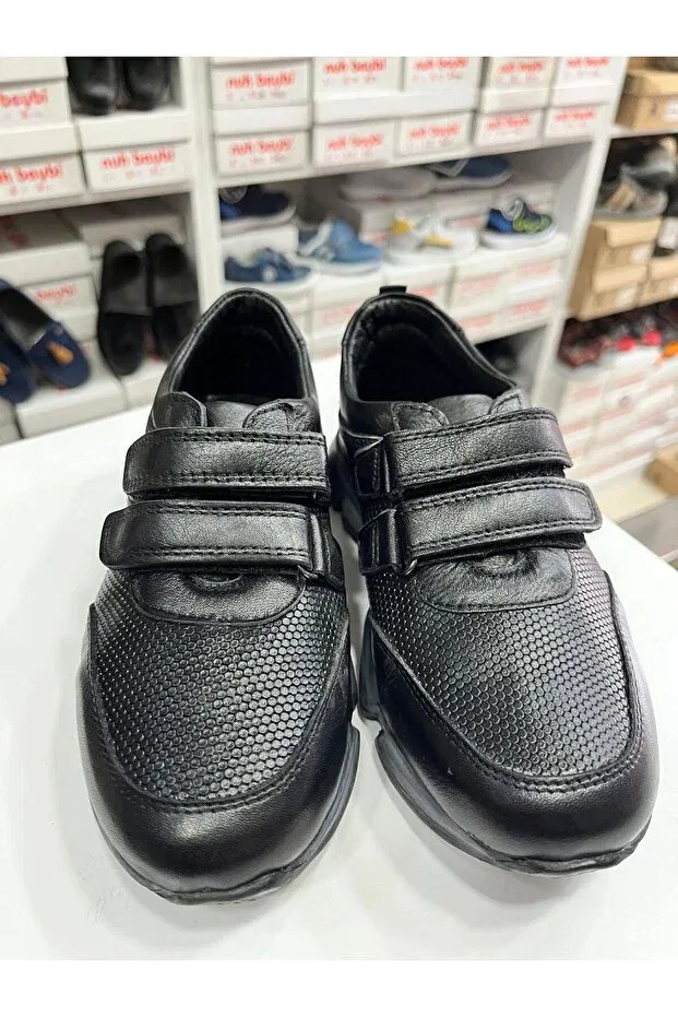 Детские школьные туфли для мальчиков на липучке Nuh Kids, Black — фото 3