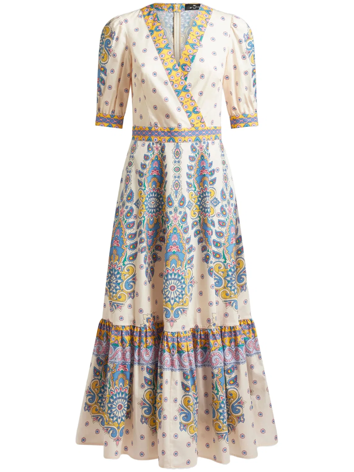 ETRO Платье с короткими рукавами из белого хлопка