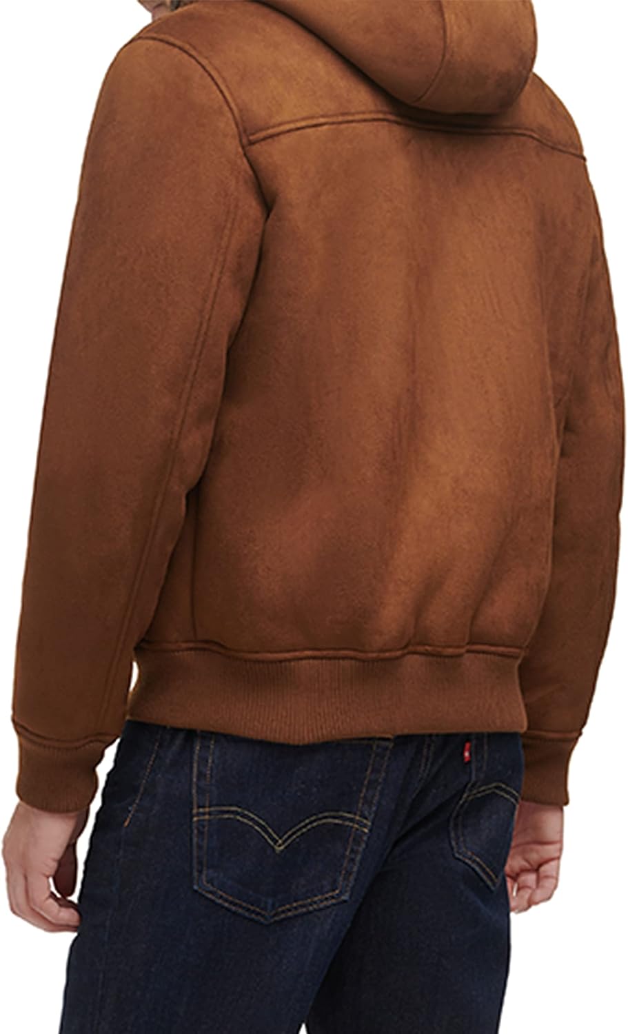 Мужская куртка-бомбер Levi's из искусственной кожи с капюшоном и отделкой из коровьей кожи, Brown Faux Shearling — фото 2