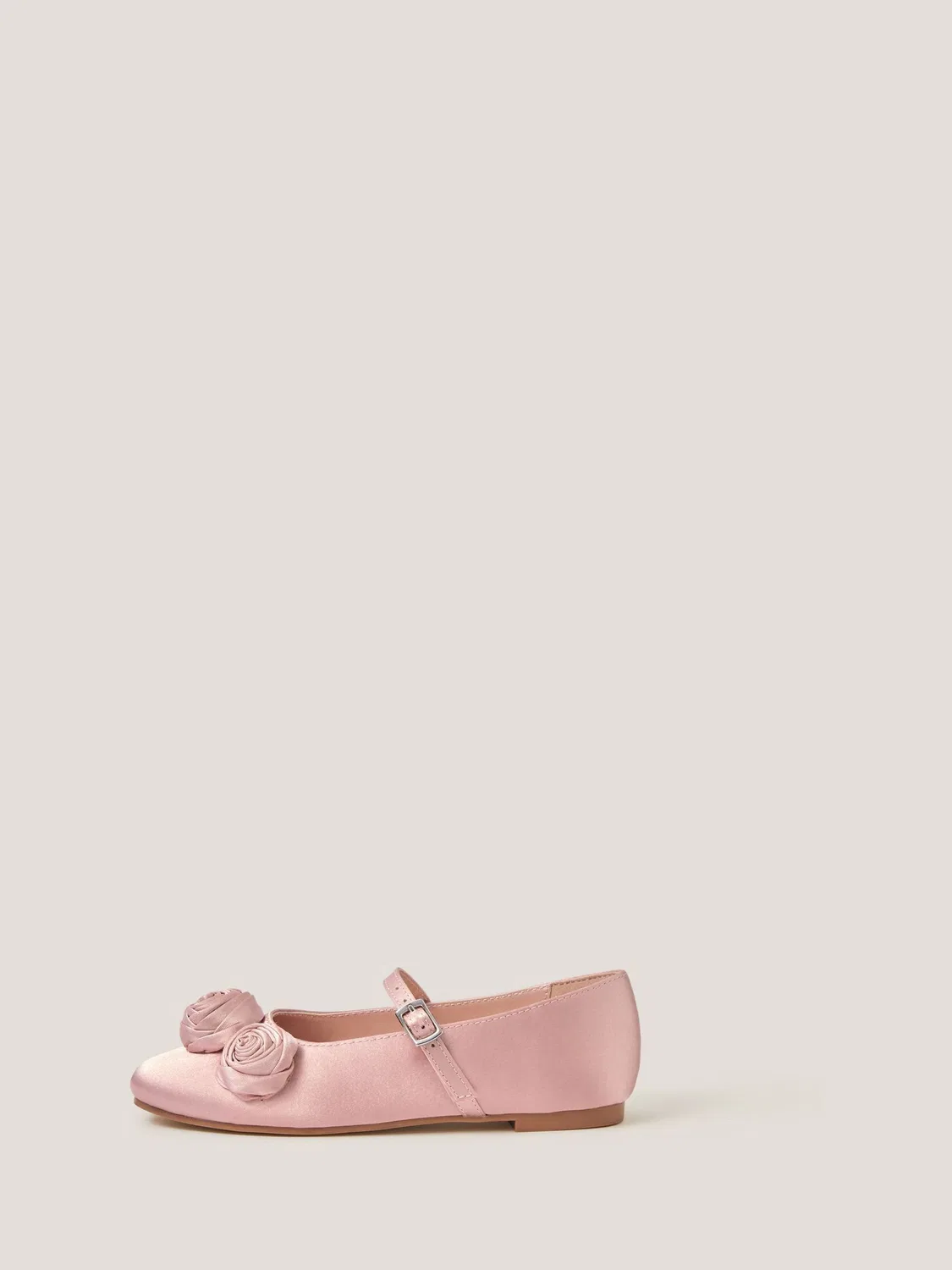 Балетки с розетками, атлас Monsoon, розовый — фото 3