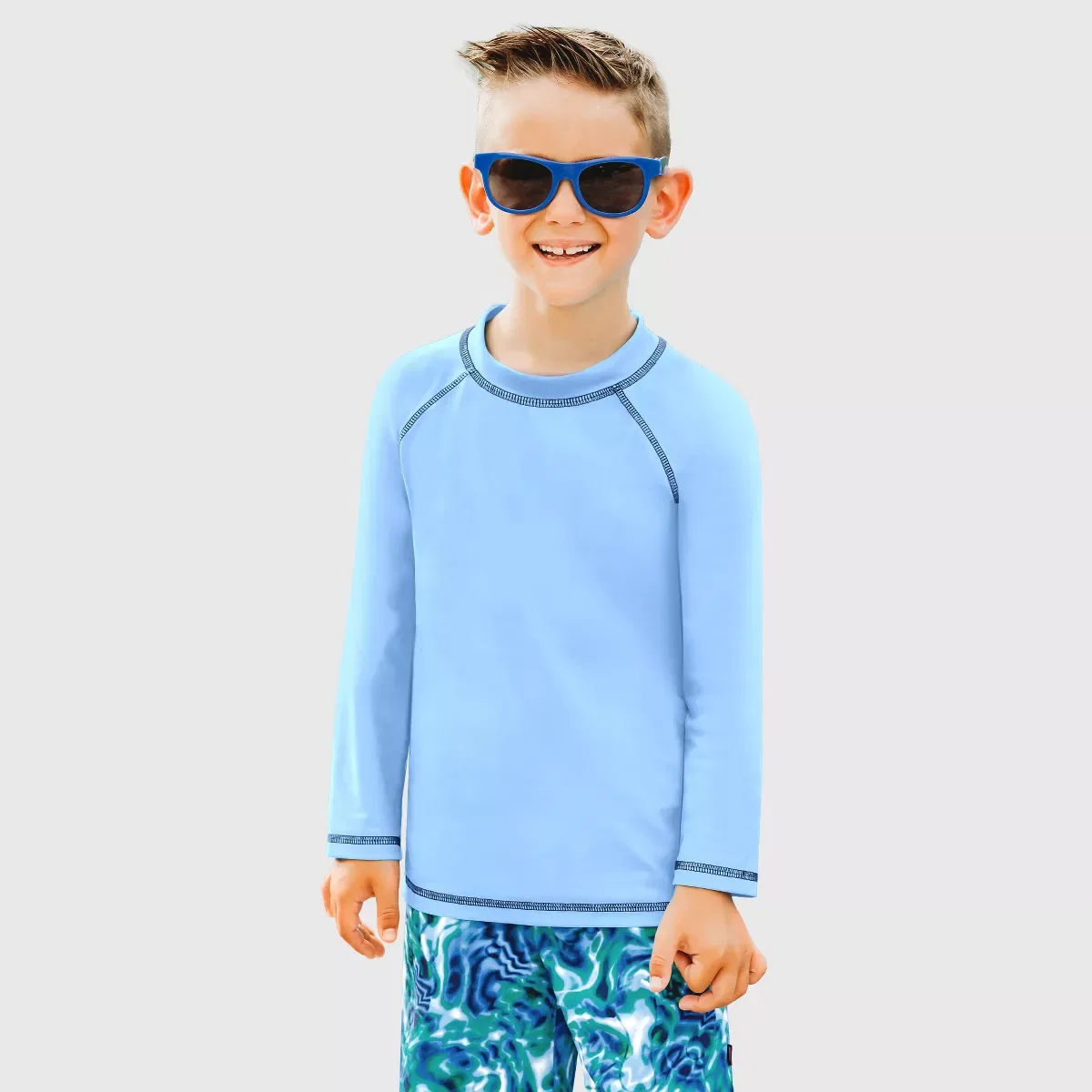 Детский рашгард с длинным рукавом для мальчиков City Threads, Bright Light Blue