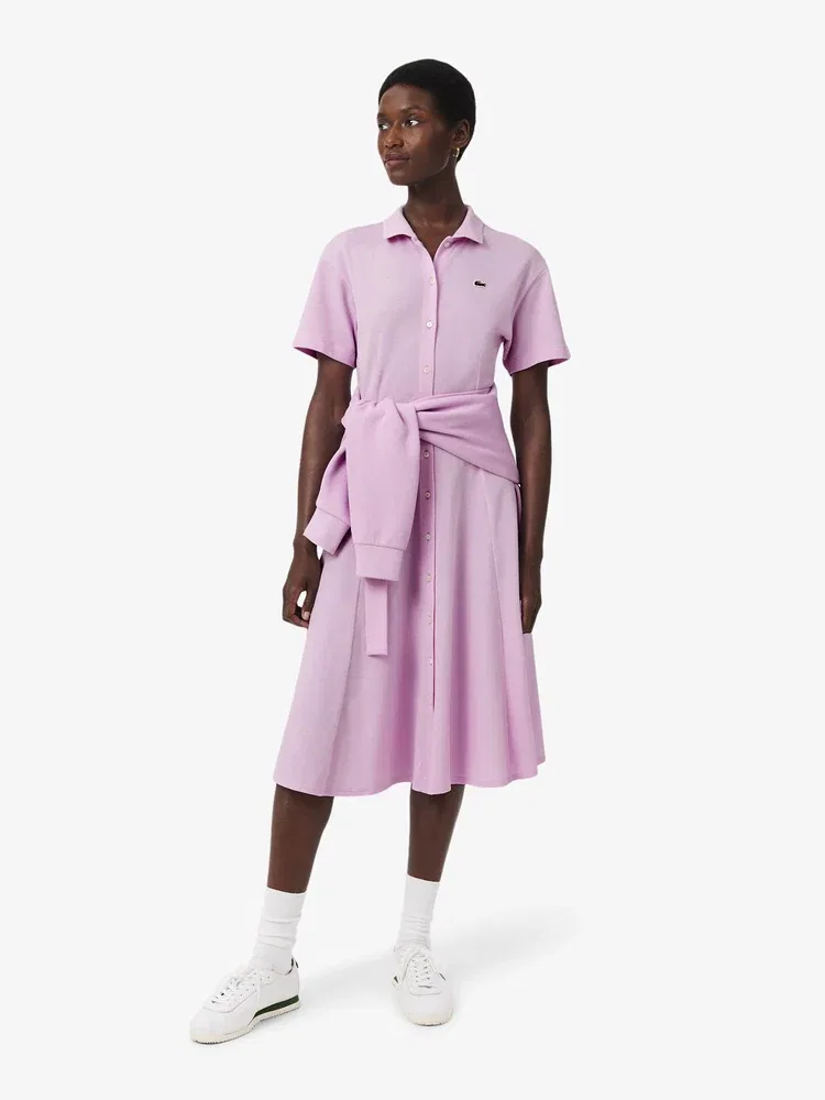 Платье поло LACOSTE Pink, приталенное с поясом — фото 4
