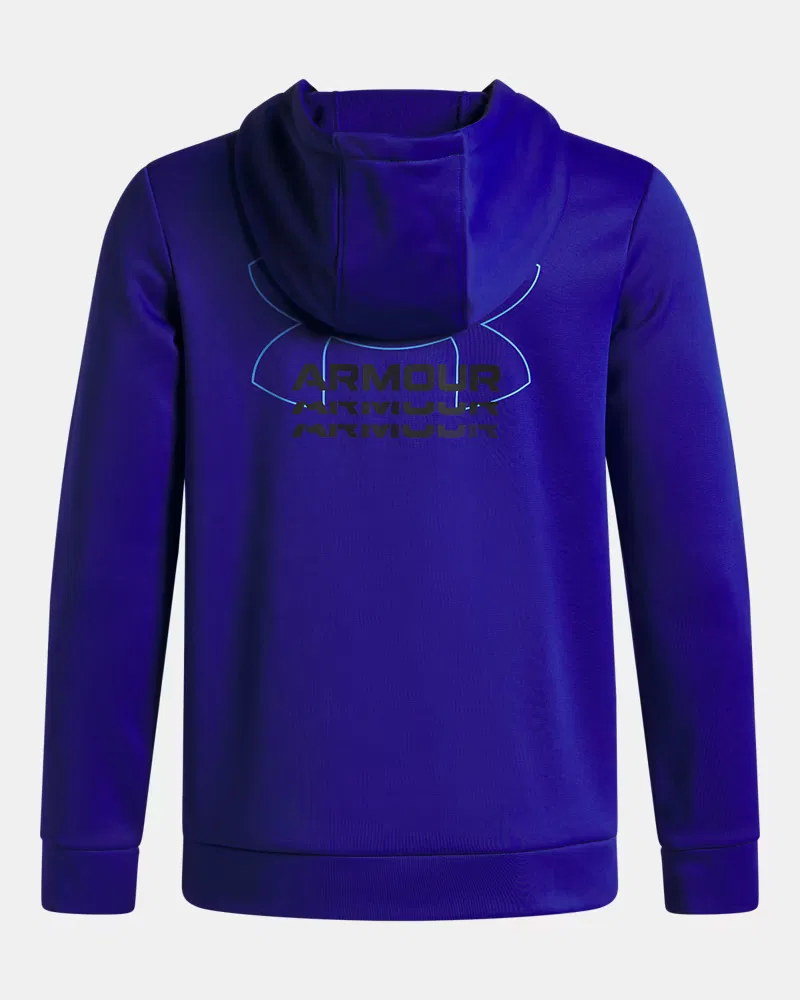 Худи для мальчиков легкое дышащее с карманом-кенгуру Armour Fleece Retro Graphic UnderArmour, Royal/Black — фото 2