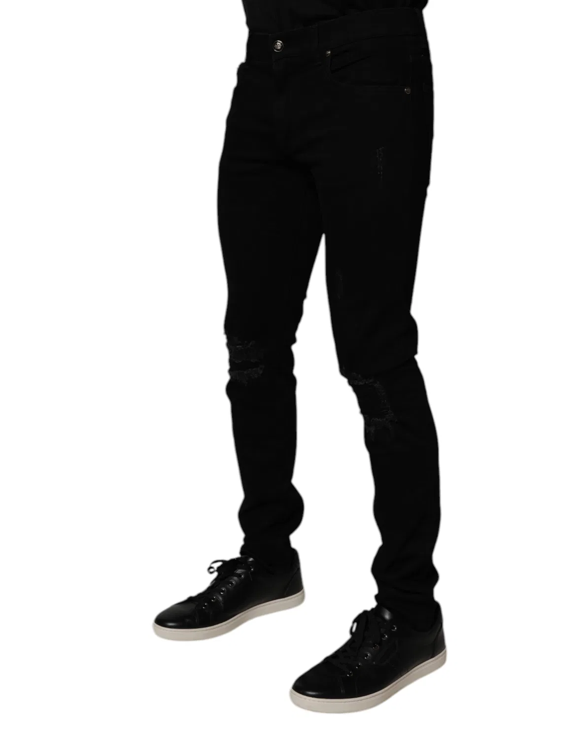 Мужские джинсы скинни из хлопка со стрейчем Dolce & Gabbana, Black — фото 3