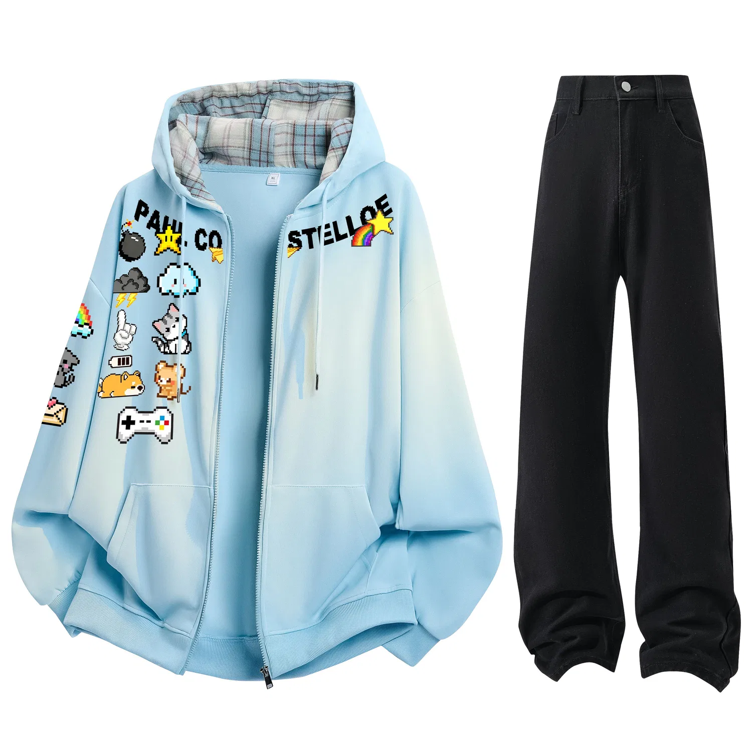 Детский комплект из свитшота и джинсов Sky Blue Sweatshirt+Black Jeans Paul Costelloe