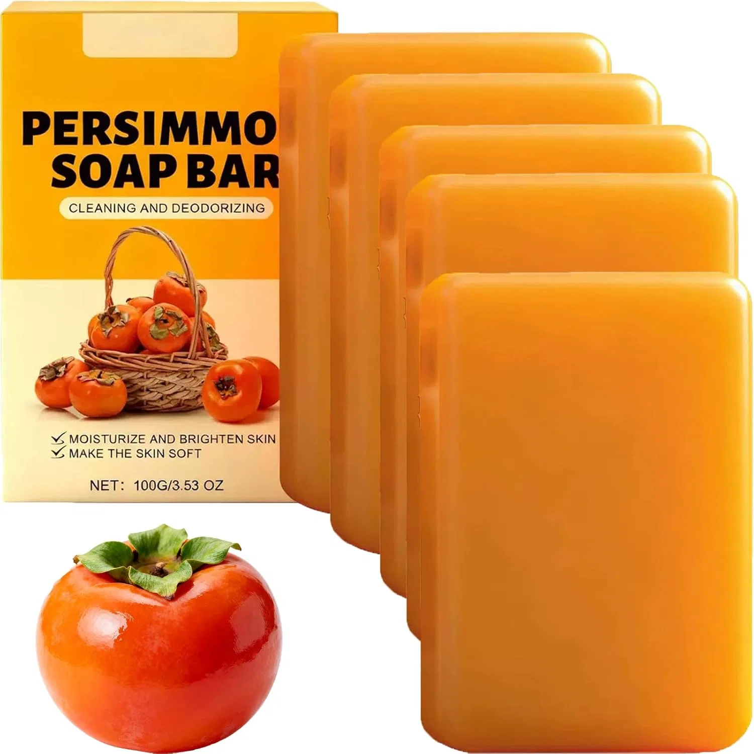 Мыло твердое с экстрактом хурмы, Sgjwyc, 5 штук, 100 г