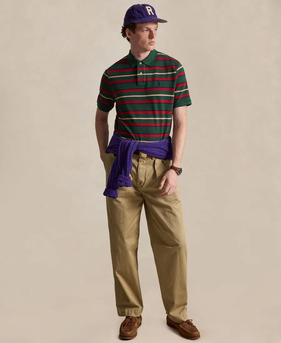 Поло с коротким рукавом и полосатым принтом, классический крой Polo Ralph Lauren, Vintage Pine Multi — фото 2
