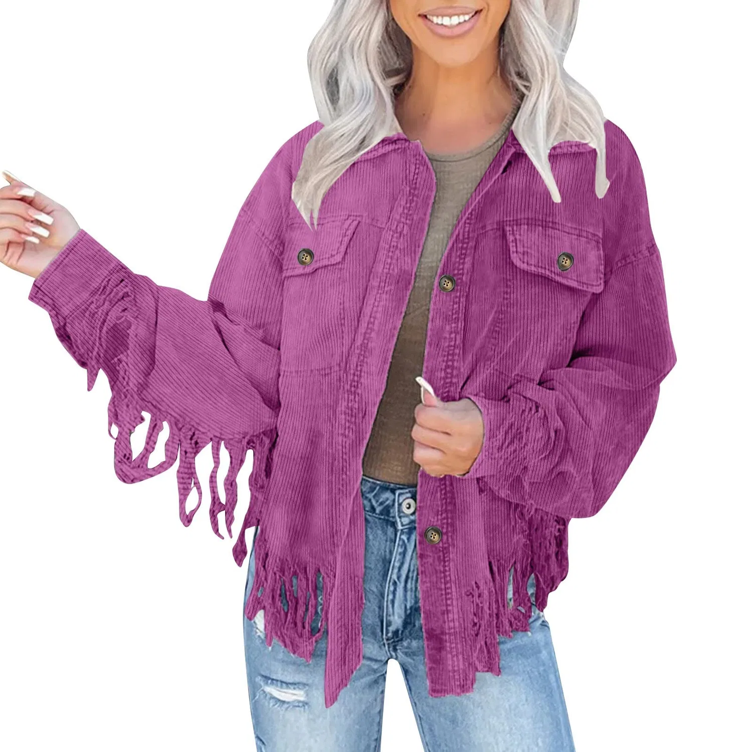 Женское пальто с отложным воротником и кисточками Trachten Coat, rosa intenso