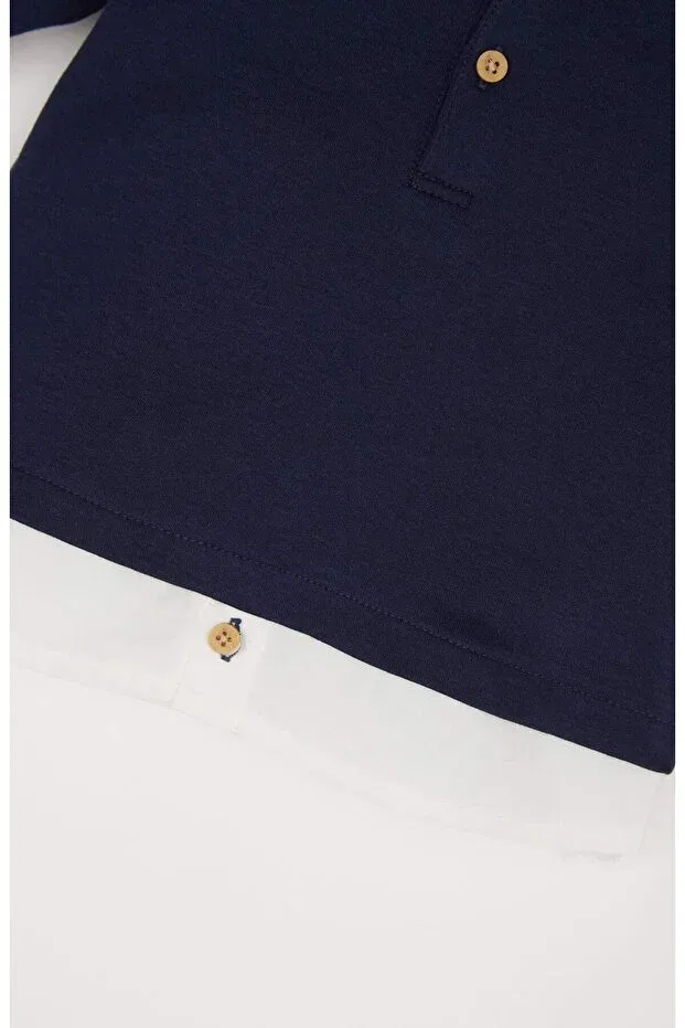 Детская футболка для мальчиков с длинным рукавом Defacto, Navy Blue — фото 3