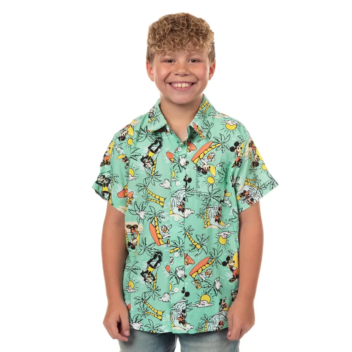 Детская рубашка с принтом Seven Times Six Disney Mickey and Friends Hawaiian Shirt Mad Engine, Green