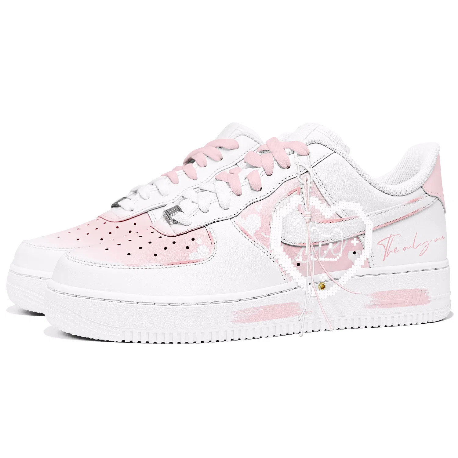 Кроссовки скейтбордные детские с принтом Nike Air Force 1 Low, White Pink — фото 4