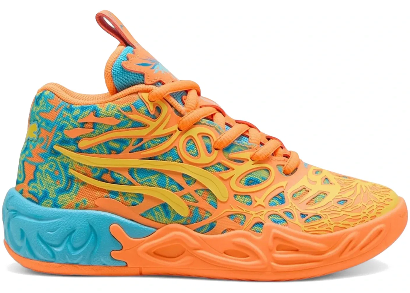 Детские кроссовки для мальчиков с принтом Puma LaMelo Ball MB.04 Graffiti, Orange/Blue/Gold