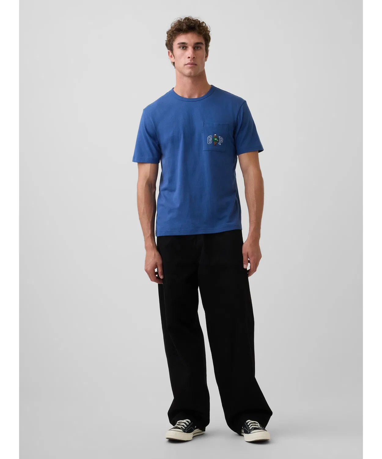 Мужская футболка с длинным рукавомGAP Logo Tee, Blue — фото 4