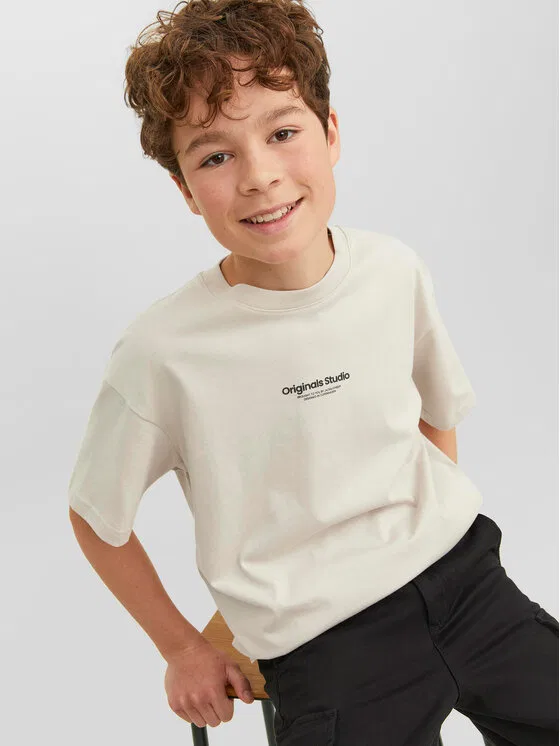 Футболка loose fit Vesterbro Jack & Jones Junior, бежевый — фото 4