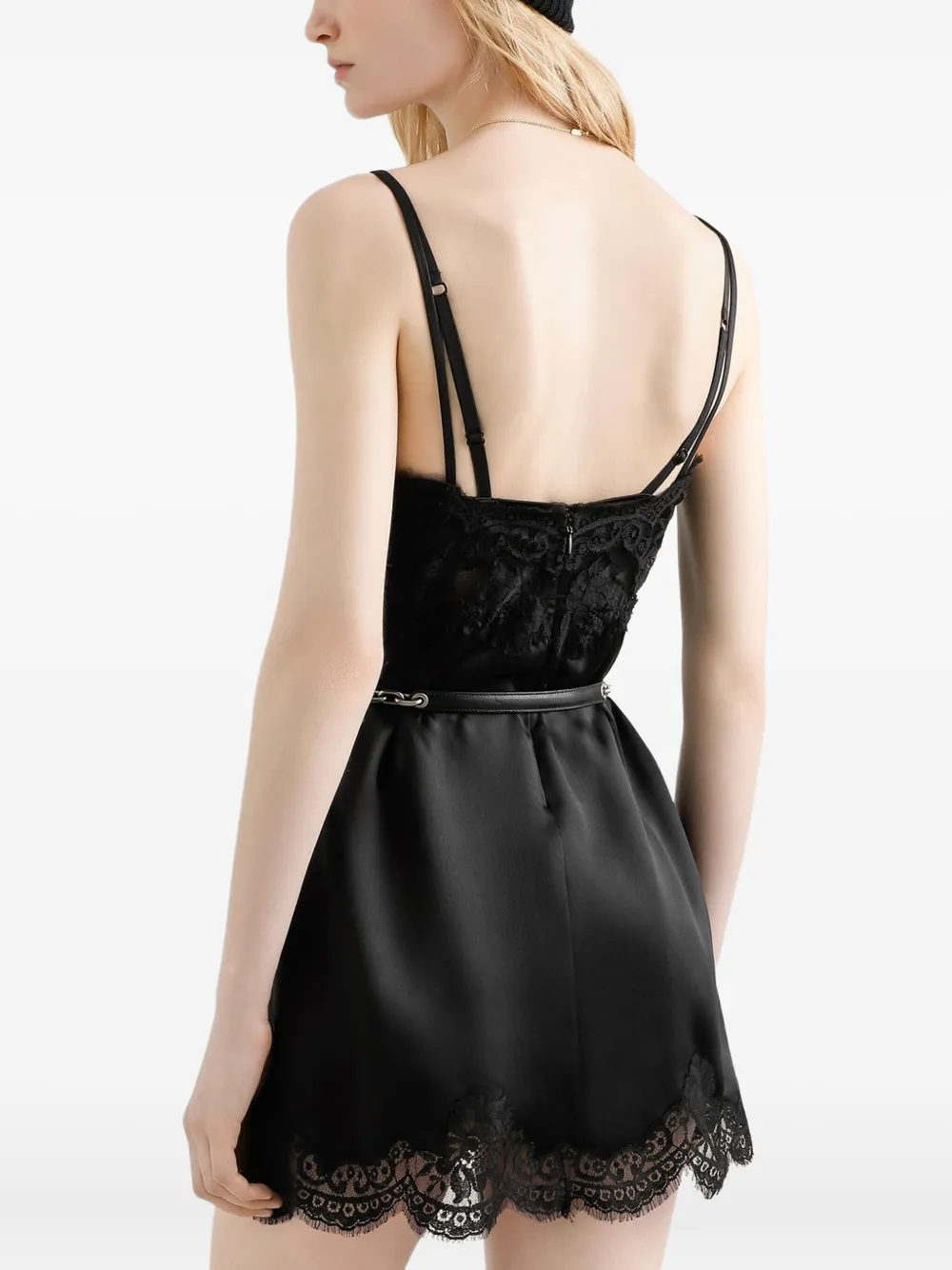 Платье-комбинация мини с кружевом DOLCE & GABBANA, черный — фото 4