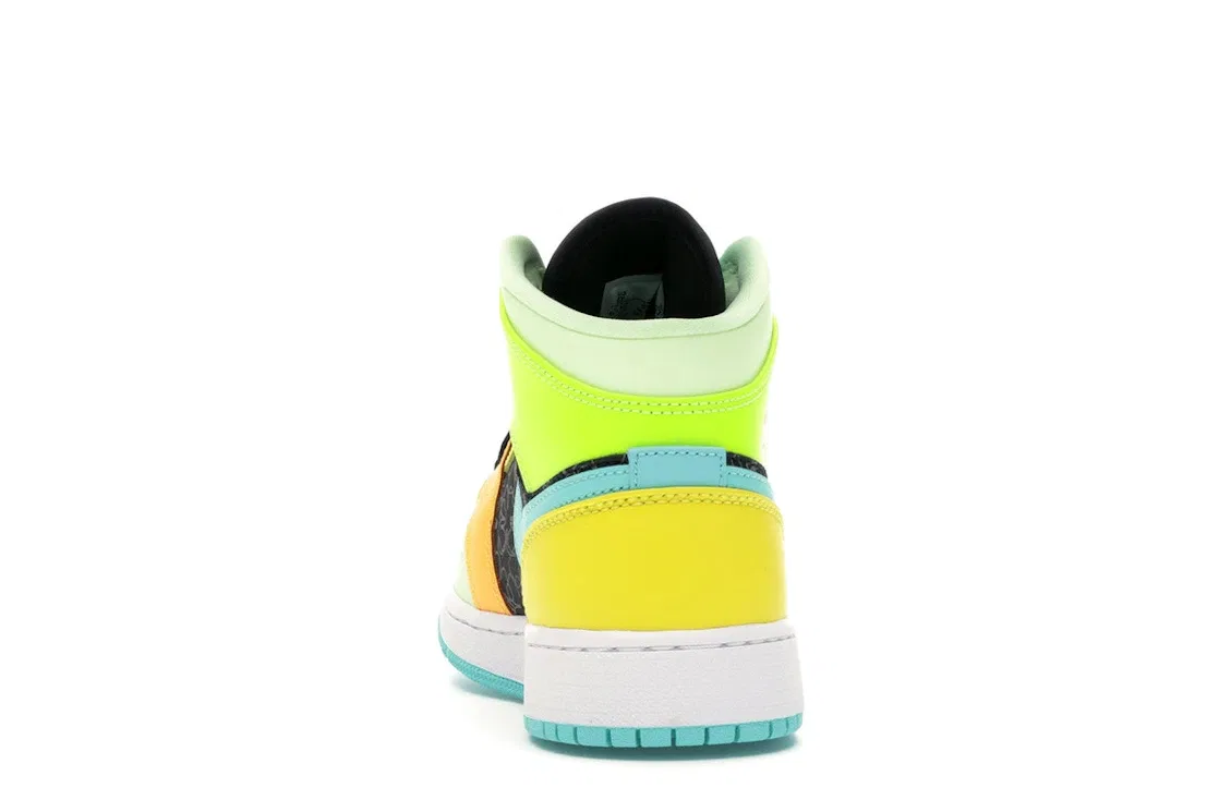 Детские кроссовки Lifestyle с принтом Jordan 1 Mid SE Aurora Green, Black/Aurora Green — фото 4