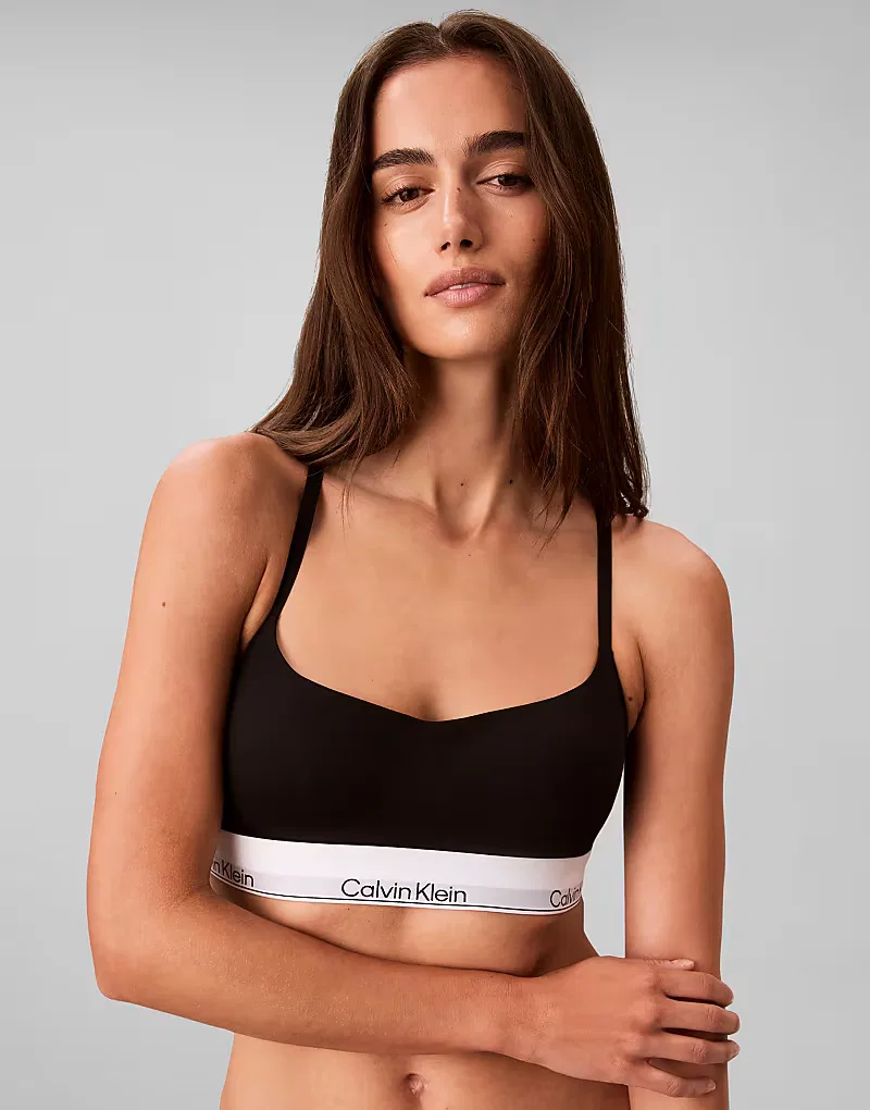 Бюстгальтер-топ Calvin Klein Icon из хлопка и модала с легкой подкладкой, черный