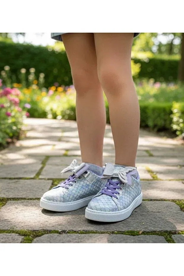 Детские повседневные туфли для девочек на шнуровке Surpie Shoes, Lila — фото 3
