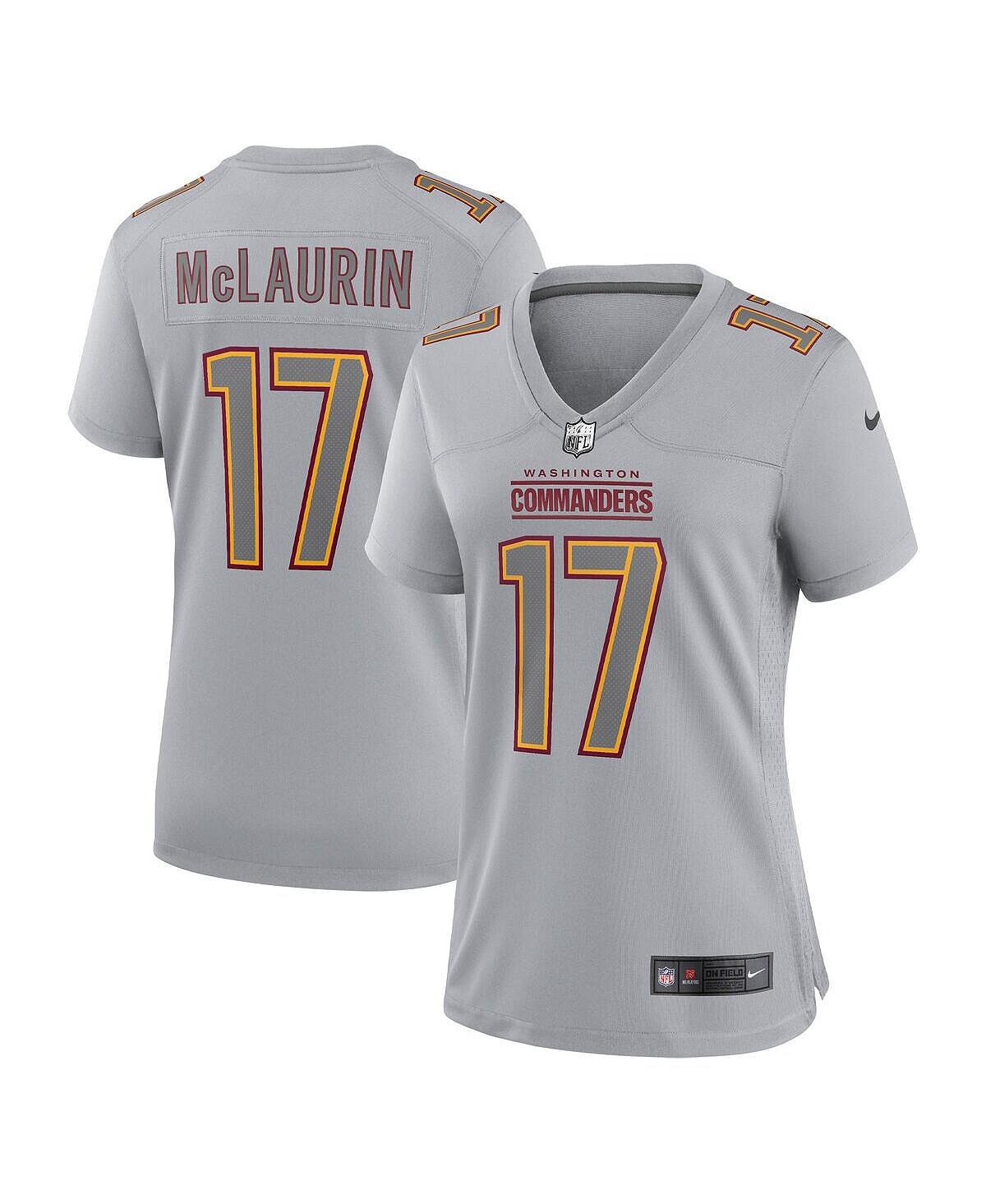 

Женское джерси terry mclaurin grey washington commanders atmosphere fashion game jersey Nike, серый