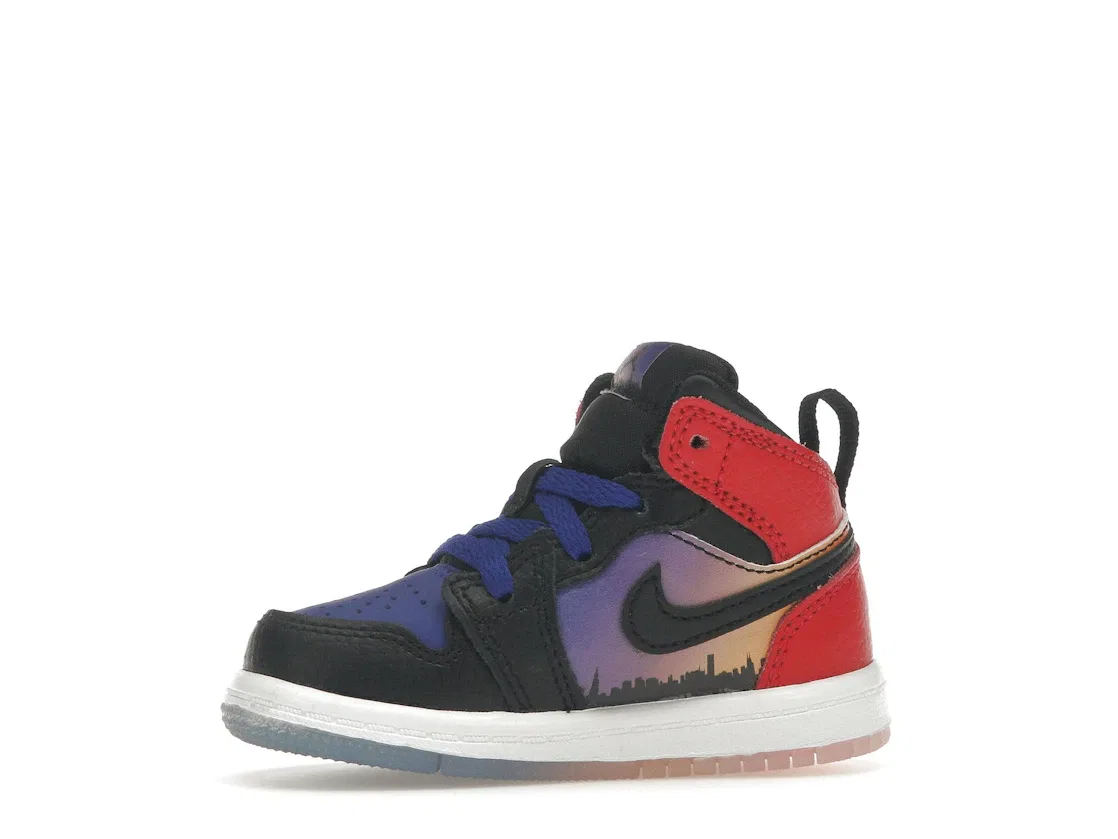 Детские кроссовки lifestyle Jordan 1 Mid SS Skyline Jordan, Concord/Black-University Red-Psychic Purple-Peach Cream-Total Orange — фото 3