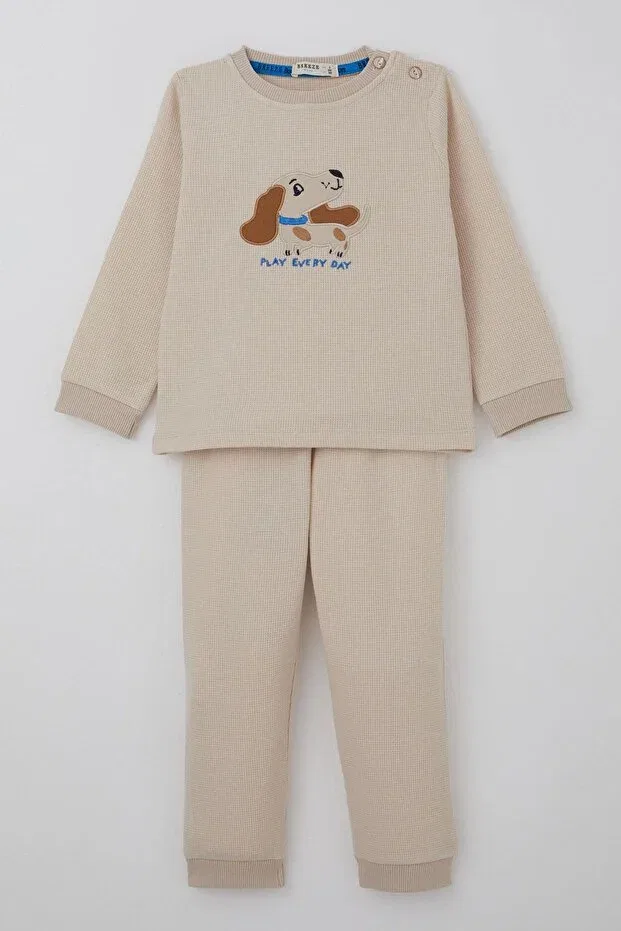 Детский спортивный комплект для мальчиков с принтом Puppy Embroidery Breeze, Nude Color