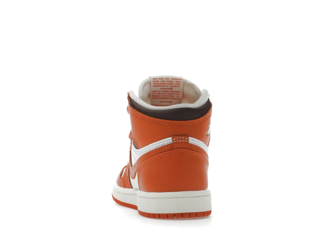 Детские кроссовки Lifestyle с высоким берцем Jordan 1 Retro High OG Jordan, White/Starfish-Cacao Wow-Sail — фото 4