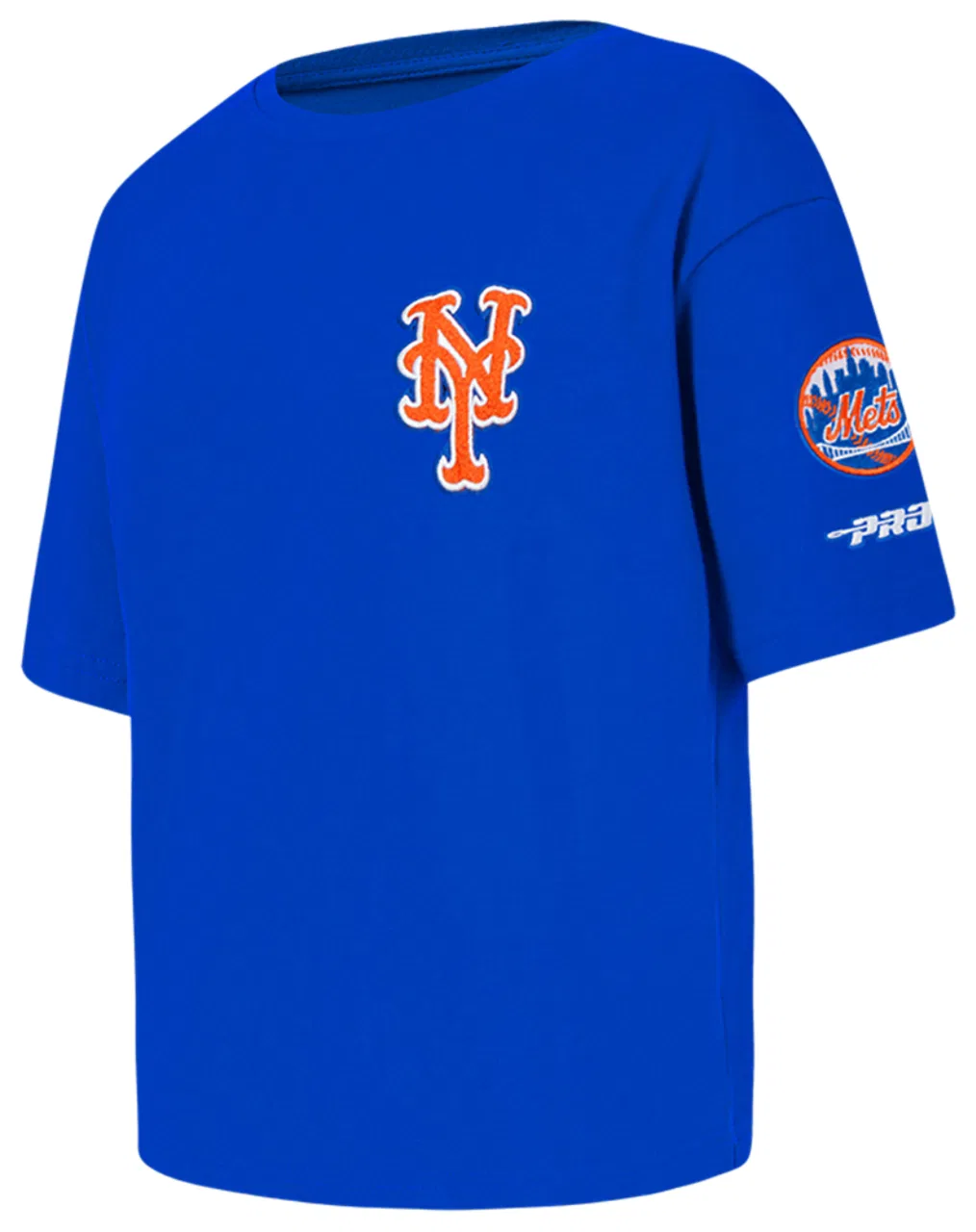 Детская футболка для девочек с принтом New York Mets, модель Classic Ss Boxy Tee, Pro Standard, Royal Blue — фото 3