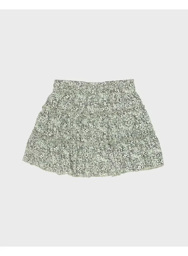 Юбка ярусная с цветочным принтом Zara, белый зеленый