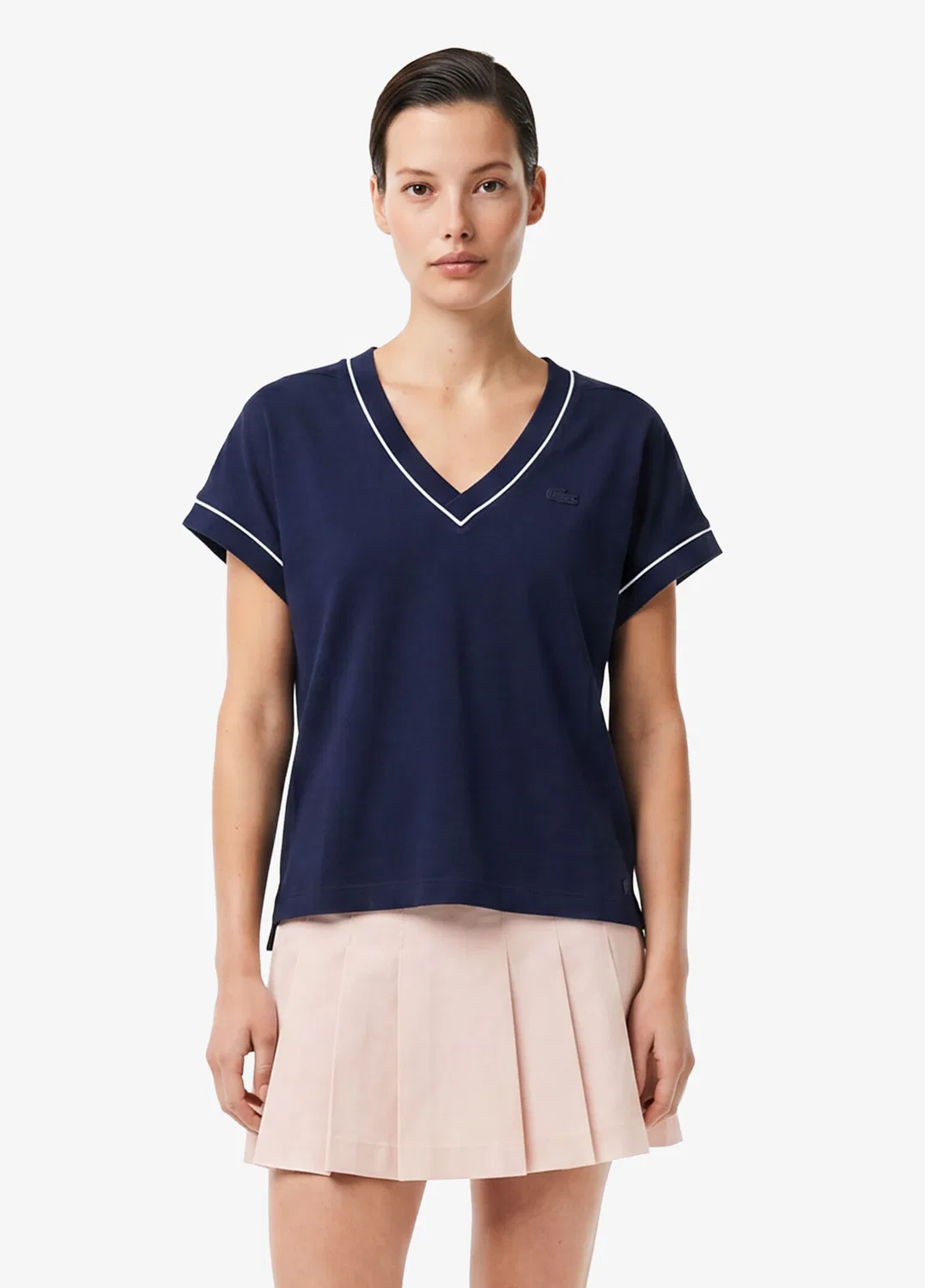 Футболка Lacoste V-образный вырез Loose Fit, темно-синий