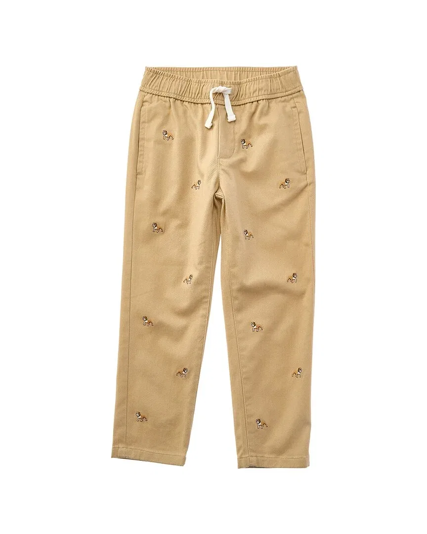 Детские брюки для мальчиков с вышивкой Janie and Jack Embroidered Bulldog Twill Jogger Pant, Khaki — фото 2