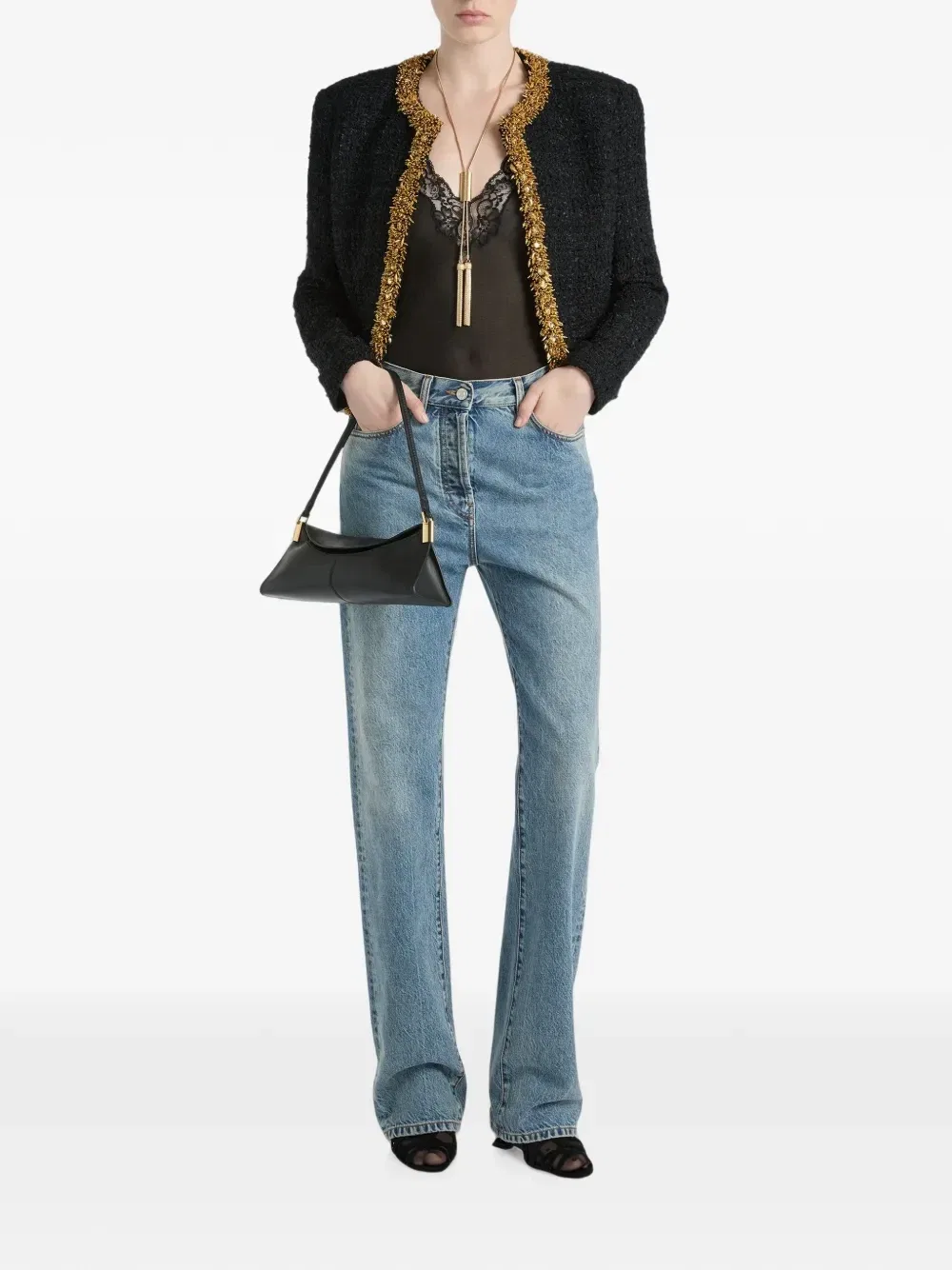 Джинсы Bootcut из выцветшего денима Balmain, синий — фото 2