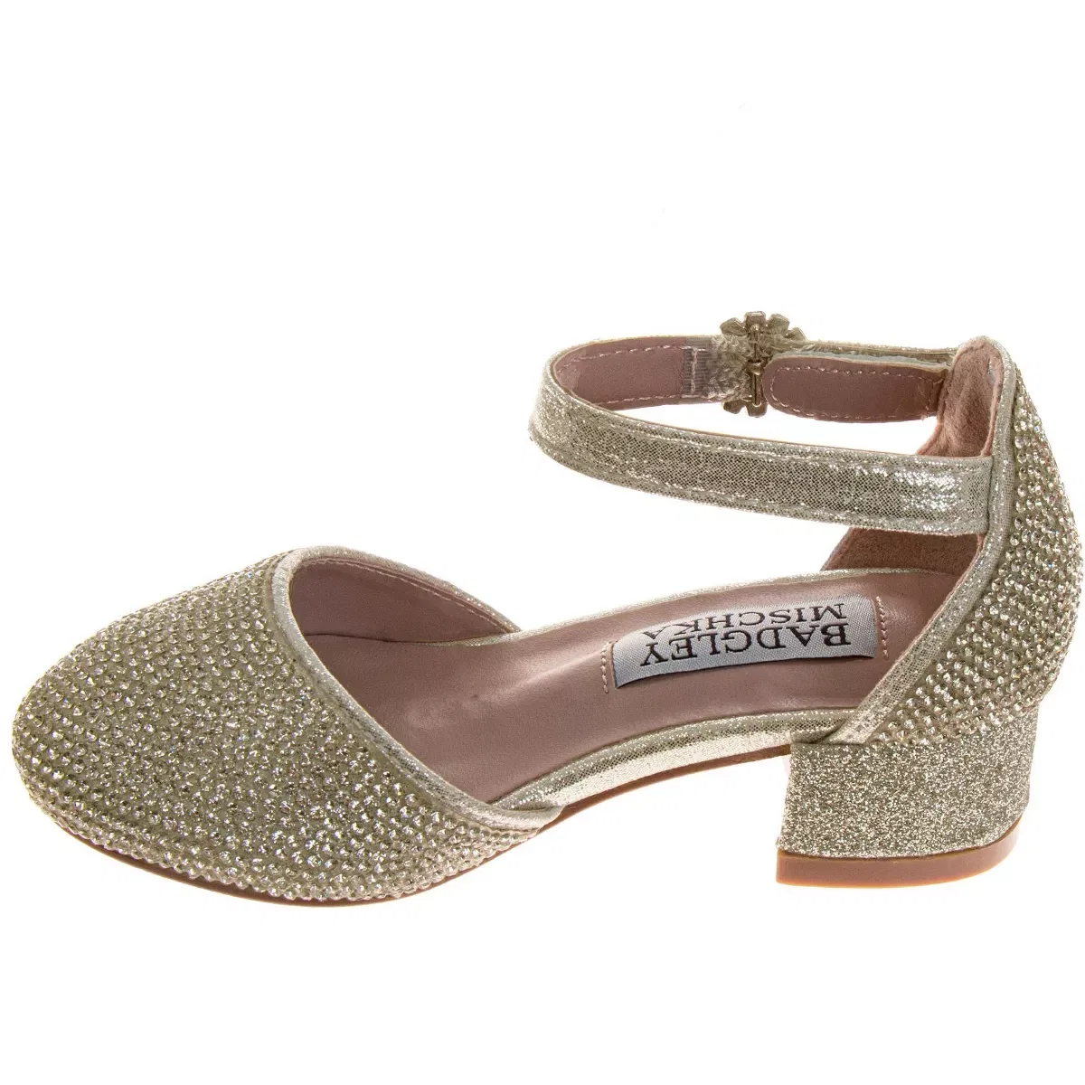 Детские туфли для девочек с пряжкой Badgley Mischka, Gold — фото 3