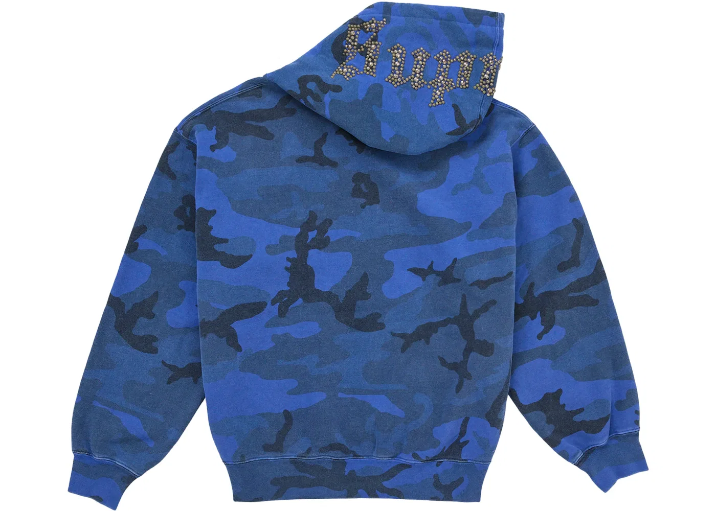 Мужская худи с капюшоном с принтом Supreme Overdyed Studded Hooded Sweatshirt, Blue Camo — фото 2
