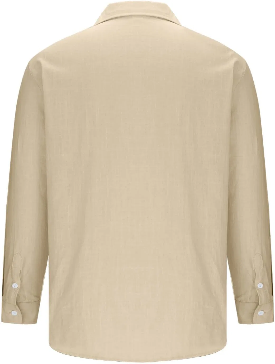 Мужская хлопково-льняная рубашка с отложным воротником, Beige — фото 4