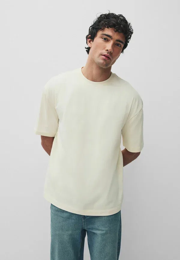 Футболки 3 шт, Oversize, Heavyweight t-shirts 3 pack, Next, Brown Ecru White Stone, белый/коричневый/кремовый — фото 4